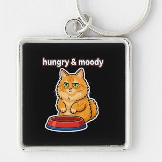 Porte-clés mignon chat orange affamé et lunatique