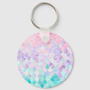 Porte-clés mignon de sirène de filles, rose,