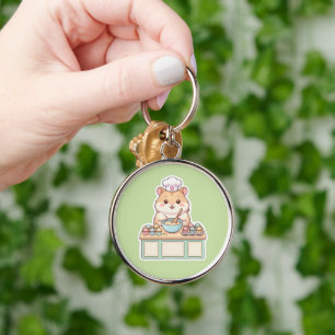 Porte-clés Mignon Hamster Kawaii Chef Pâtissier Cupcakes Past
