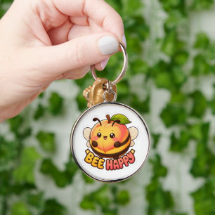 Porte-clés Mignon Kawaii Abeille Pêche Joyeuse Blague Drôle