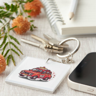 Porte-clés Mignon Kawaii Taxi Marocain Rouge Petit Voyage Urb