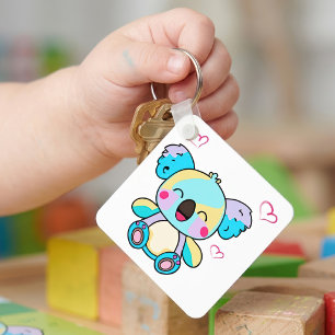 Porte-clés Mignon koala bébé Kawaii souriant avec des cœurs d