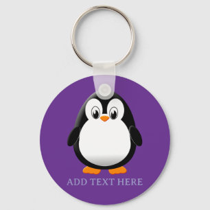 Porte-clés Mignon Manchot Dessin Animé Violet Personnalisé
