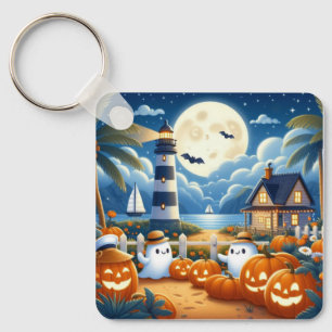 Porte-clés Mignon, Nautique/côtier Halloween fantôme/citrouil