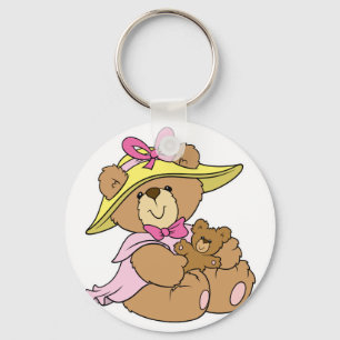 Porte-clés Mignon ours en peluche chapeau de printemps