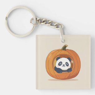 Porte-clés Mignon Panda de Citrouille d'Halloween