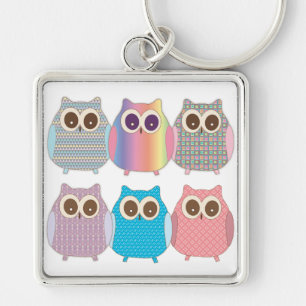 Porte-clés Mignon peu de couleurs assorties de hiboux de huée