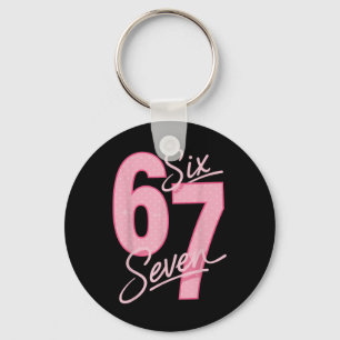 Porte-clés Mignon Rose 67 Six Sept Drôle Mème Femmes Filles