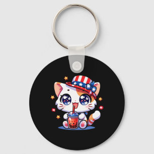 Porte-clés Mignon T-Shirt de Chat du 4 Juillet Filles Enfants