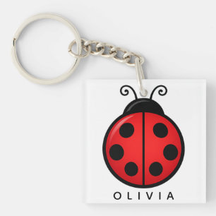 Porte-clés Mignonne coccinelle rouge personnalisée avec nom -