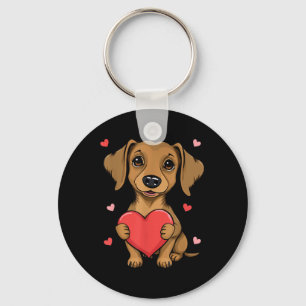 Porte-clés Mignonne Dachshund Valentines Jour Coeur Amoureux 