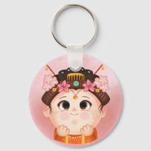 Porte-clés Mignonne fille en Chine costume princesse Plaque e