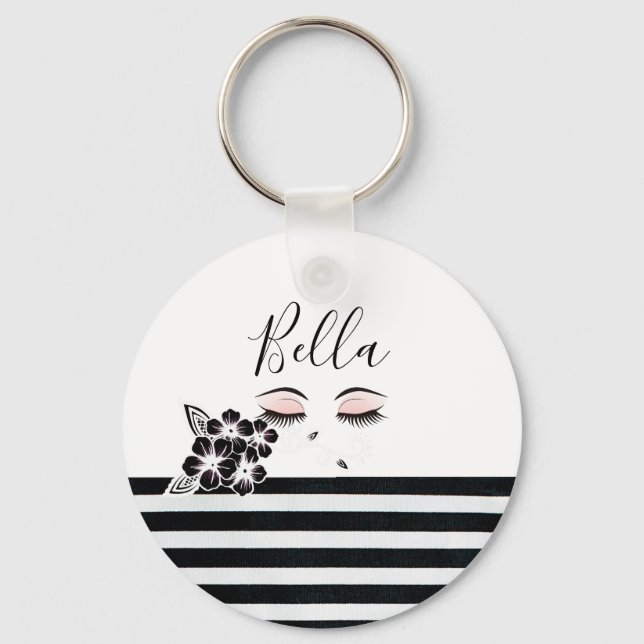 Porte-clés Mignonne fille personnalisée Eyelashes Indigène (Recto)