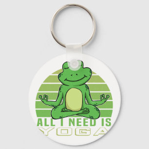 Porte-clés Mignonne grenouille faisant du yoga.