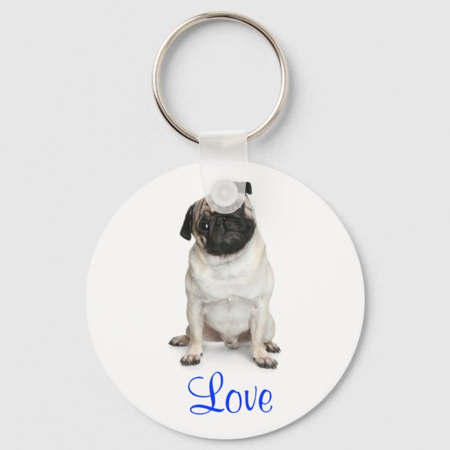 Porte-clés Mignonne maman Carlin Puppy Amoureux des chiens Fu (Recto)