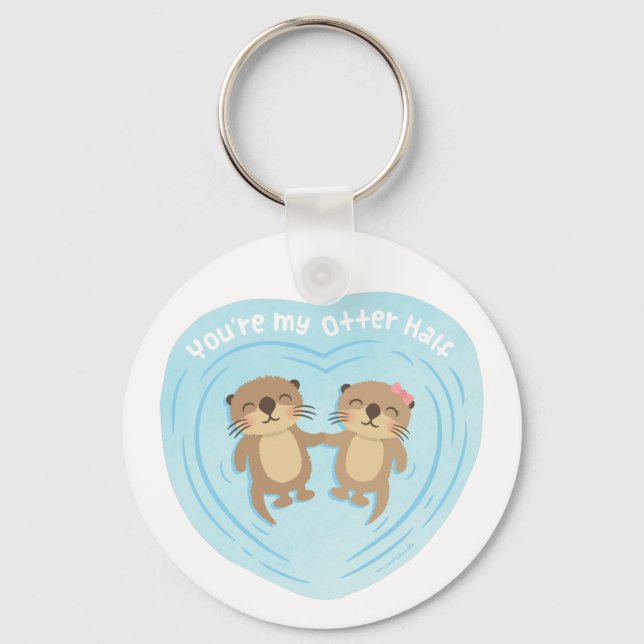 Porte-clés Mignonne Mon Otter Half Pun Aimer Humour Aimant (Recto)