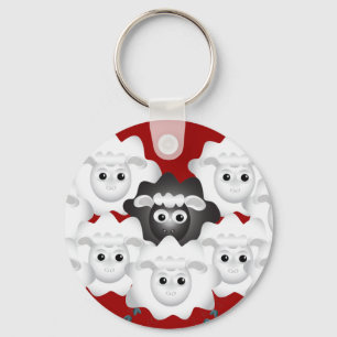 Porte-clés Mignonne mouton noir de la famille
