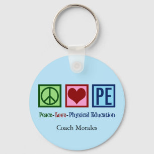 Porte-clés Mignonne PE Enseignant Paix Amour Éducation physiq