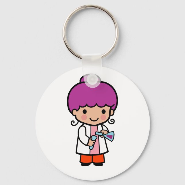 Porte-clés Mignonne scientifique / Fille chimiste avec flacon (Recto)