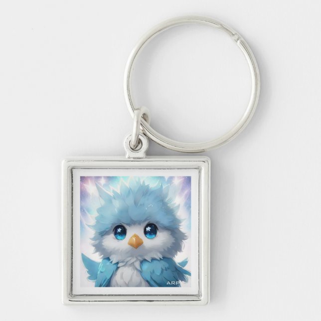 Porte-clés *~* Mignonne Whimsical Kawii Blue Bird AP54 Art (Devant)