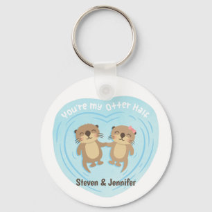 Porte-clés Mignons Ma Moitié Otter, Couple Personnalisé