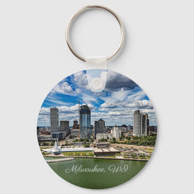 Porte-clés Milwaukee, Wisconsin, photo de la ville, (Recto)