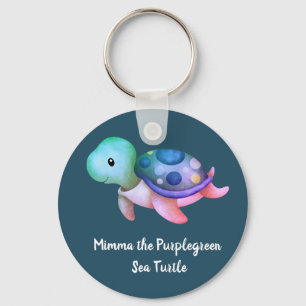 Porte-clés Mimma mignonne Tortue verte violette
