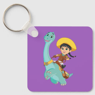 Porte-clés Min & Clover   Joyeux Cowgirl & Brontosaurus Ride