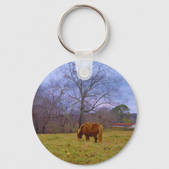 Porte-clés Miniature brun cheval bleu ciel (Recto)