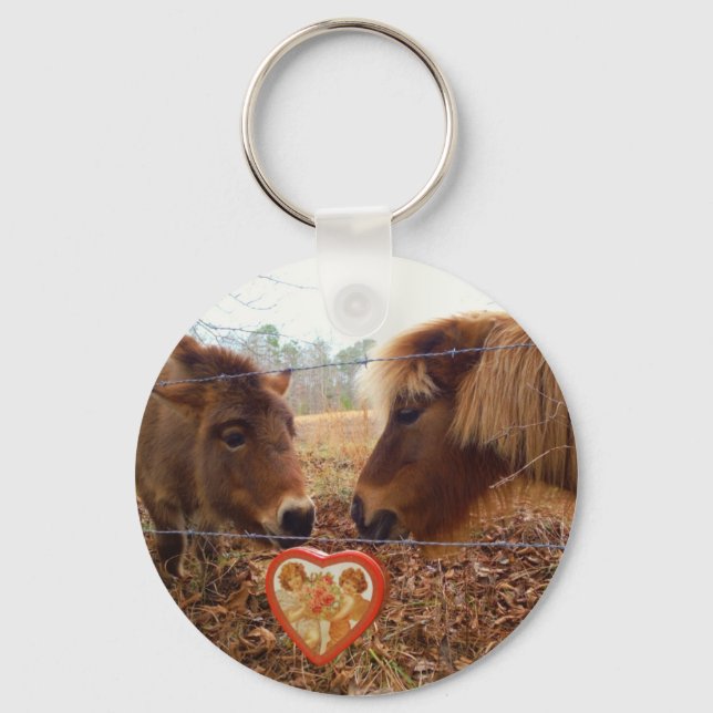 Porte-clés Miniature Donkey & Horse Valentine Heart (Recto)