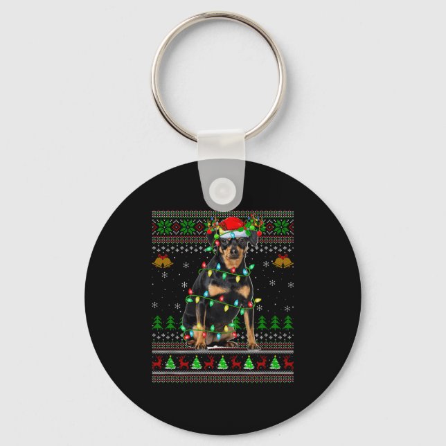 Porte-clés Miniature Nscher Dog Ugly Christmas Sweaters Holid (Recto)