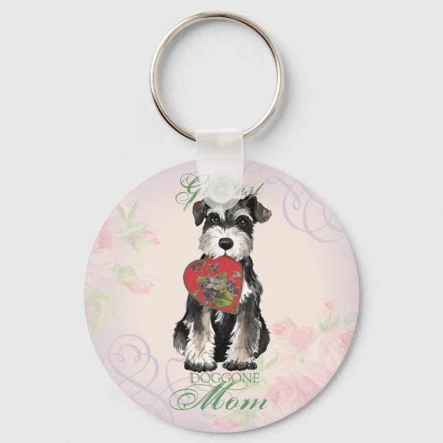 Porte-clés Miniature Schnauzer Heart Maman (Recto)
