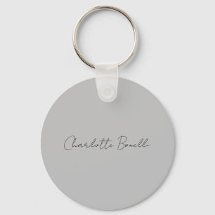 Porte-clés Minimalist Handwritten Script Name Grey