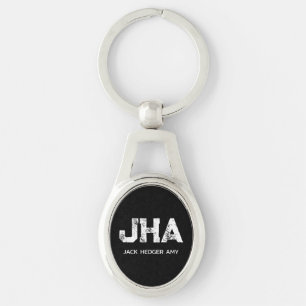 PORTE-CLÉS MINIMALISTE BLANC MONOGRAMME À TROIS LETTRES NOM N