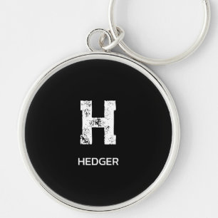 PORTE-CLÉS MINIMALISTE BLANC MONOGRAMME À UNE LETTRE NOM NOIR