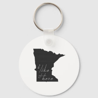 Porte-clés Minnesota Je L'Aime Ici État Silhouette Noir