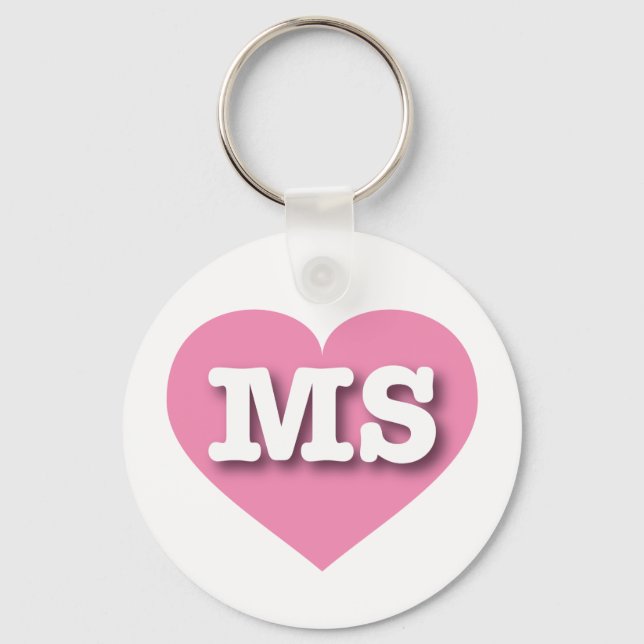 Porte-clés Mississippi Coeur rose - J'aime MS (Recto)