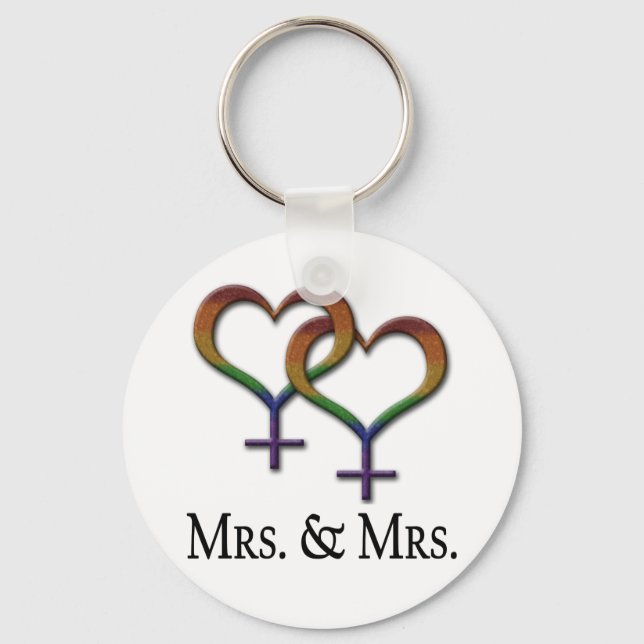 Porte-clés Mme et Mme Lesbian Pride Symboles Arc-en-ciel (Recto)