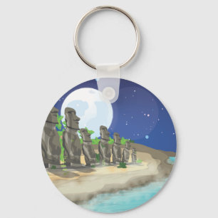 Porte-clés Moai de l'île de Pâques