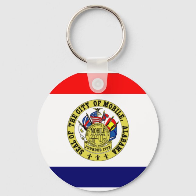 Porte-clés Mobile (Alabama) Ville drapeau Porte - clé (Recto)