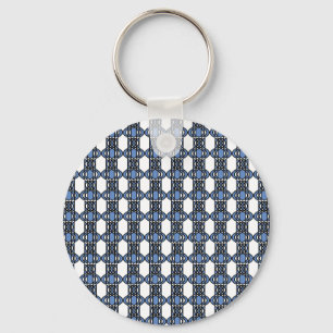 Porte-clés Mod Retro Blue Abstract Scarab Pattern