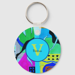 Porte-clés Mode bleue Inspiration Abstraite de Matisse
