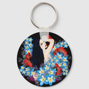 Porte-clés Modèle de flamme dans le lit de fleurs de Poppy, A