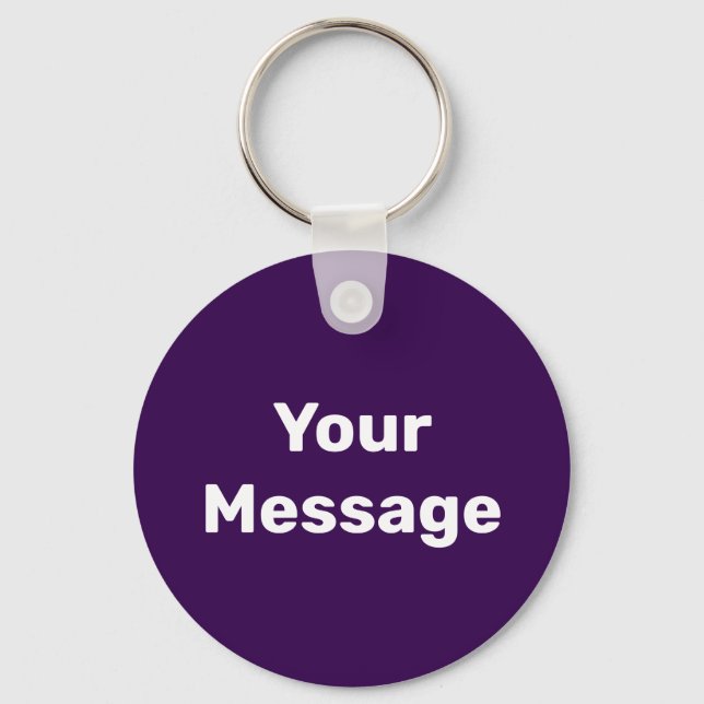 Porte-clés Modèle de message simple violet foncé et blanc (Recto)