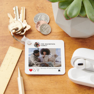 Porte-clés Modèle de photos et de textes sur les médias socia