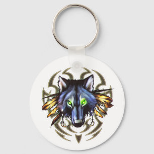 Porte-clés Modèle de tatouage de loup tribal