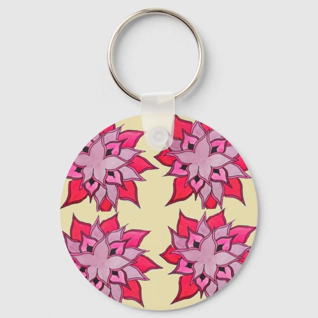 Porte-clés Modèle floral art rose (Recto)