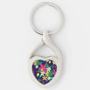 Porte-clés Modèle floral exotique coloré-23021