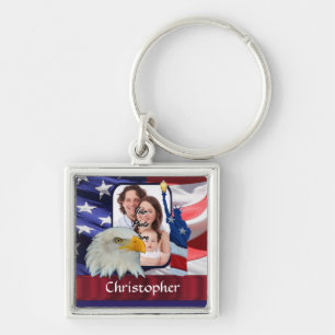 Porte-clés Modèle photo d'icônes patriotique américaine