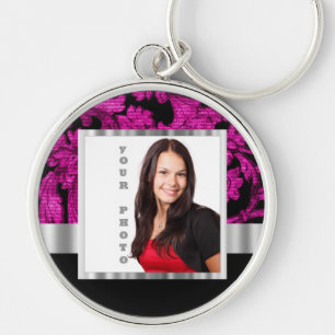 Porte-clés Modèle photo instagram magenta damask
